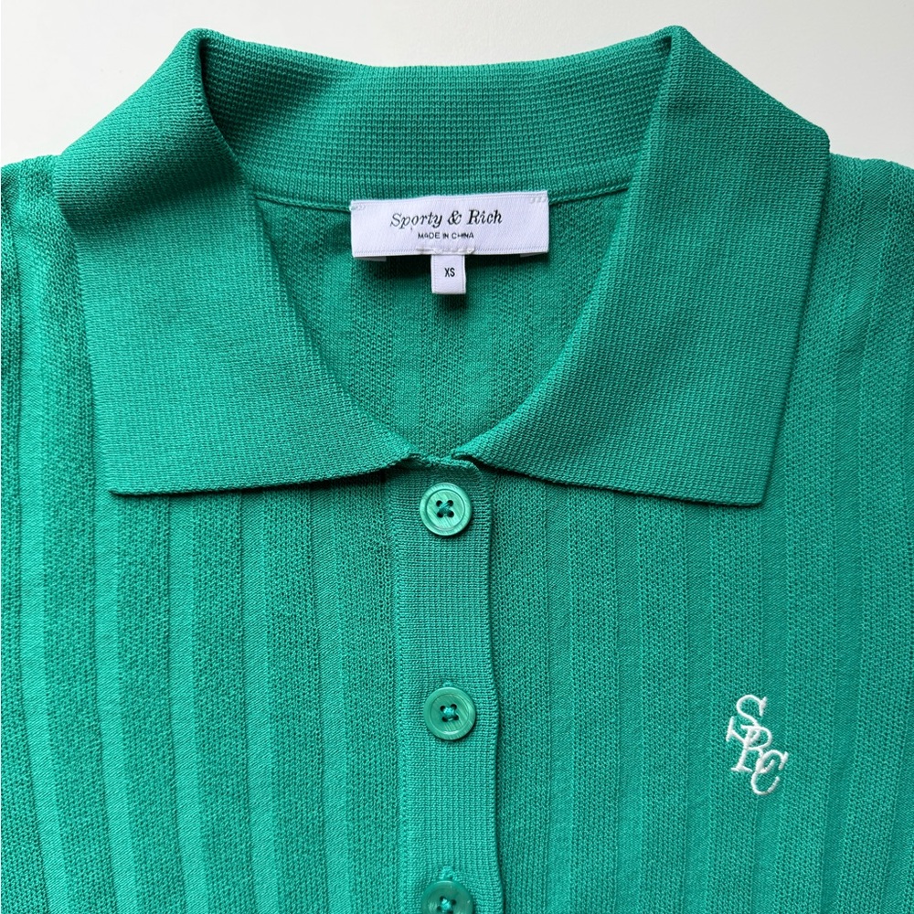 Sporty & Rich Ribbed Polo Top – Spring Green - Picture 5 of 14